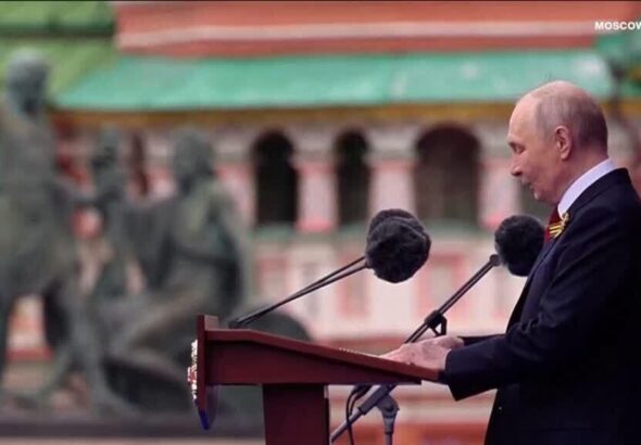 Russian President Putin accuses West of arming Ukraine on Victory Day
