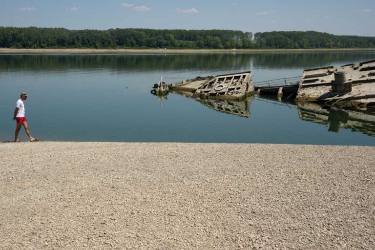 APTOPIX Serbia Danube Sunken Boats